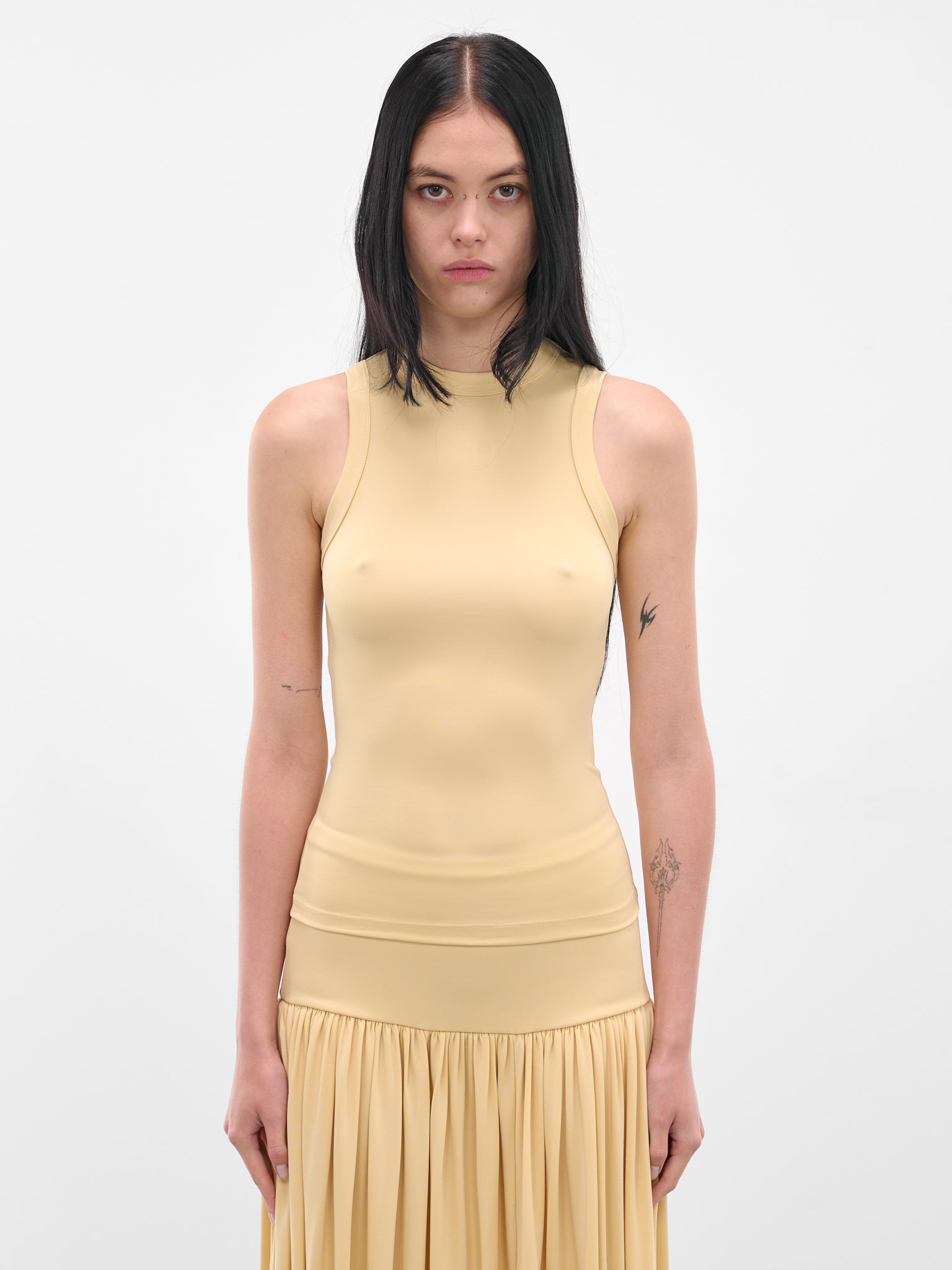 Yellow Jersey High Neck Tank (AMSS25144-BUTTERCREAM)