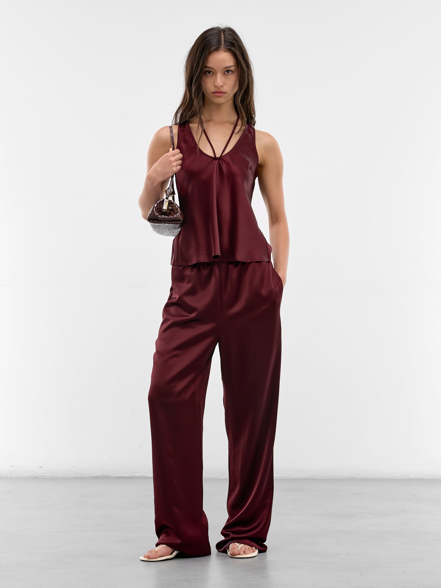 Melia Wine Satin Trousers (AMSS2631-MELIA-WINE)