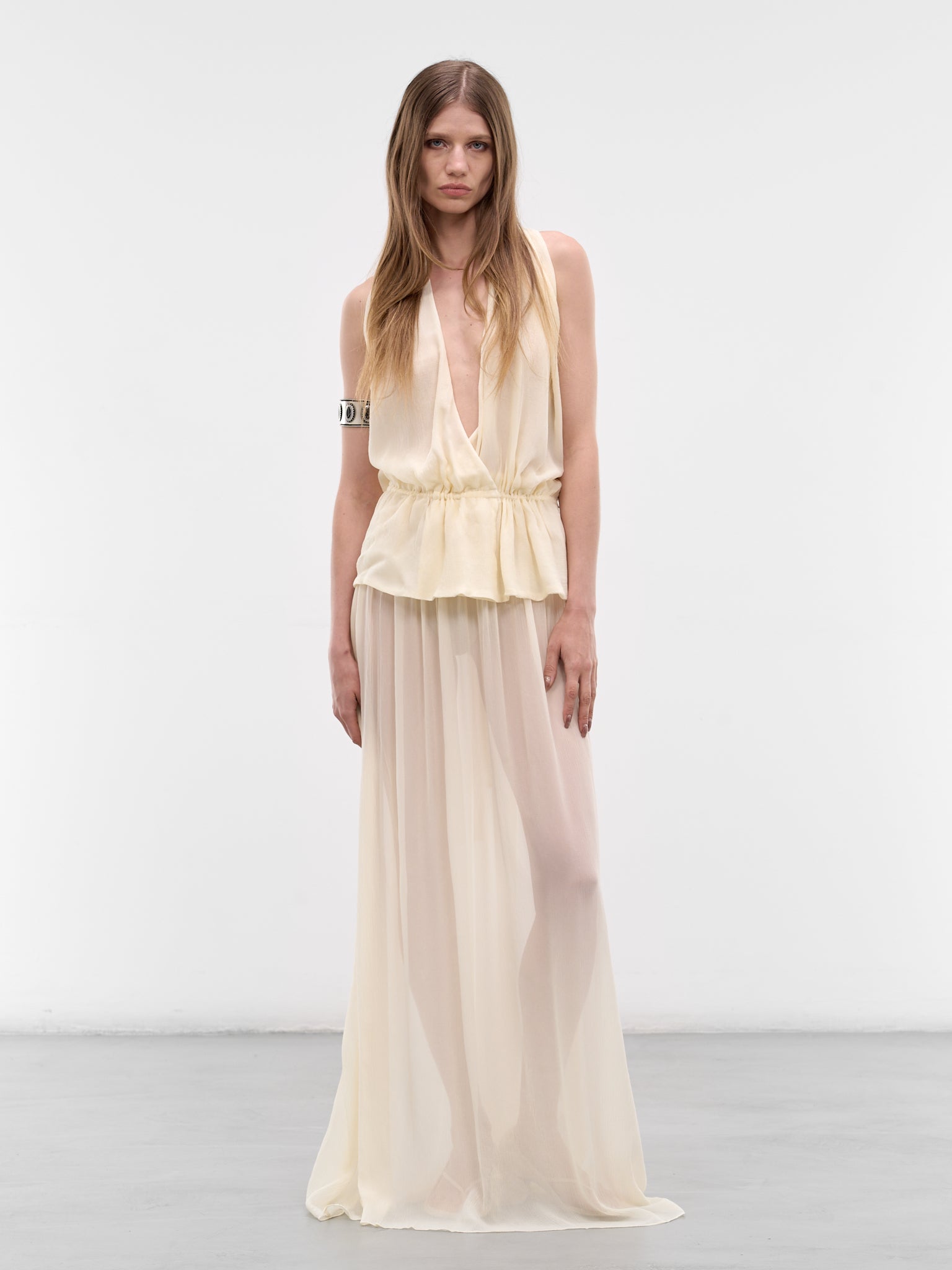 Ivory Palli Sheer Long Skirt AMSS2633-PALLI-IVORY