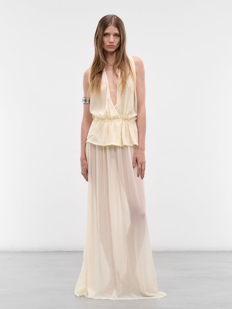 Ivory Palli Sheer Long Skirt AMSS2633-PALLI-IVORY