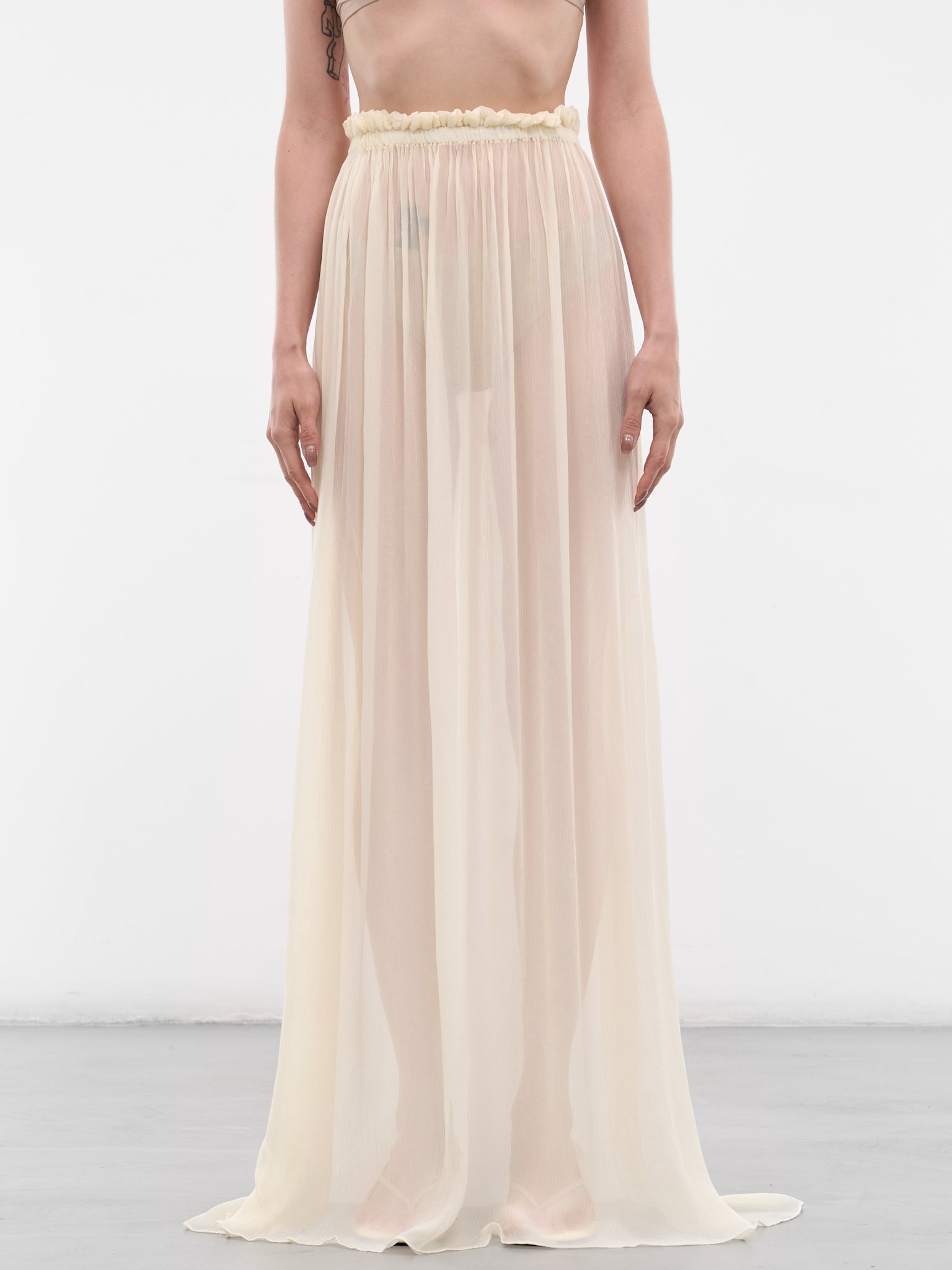 Ivory Palli Sheer Long Skirt AMSS2633-PALLI-IVORY