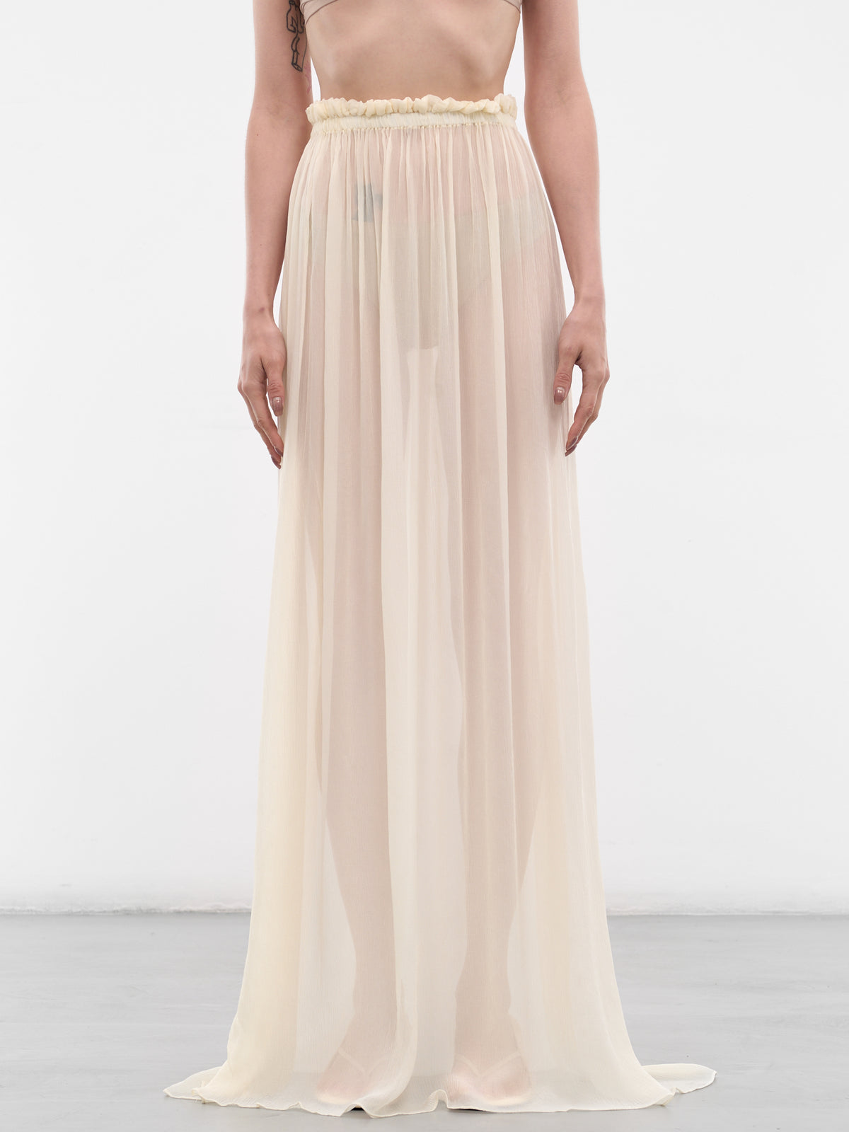 Ivory Palli Sheer Long Skirt AMSS2633-PALLI-IVORY
