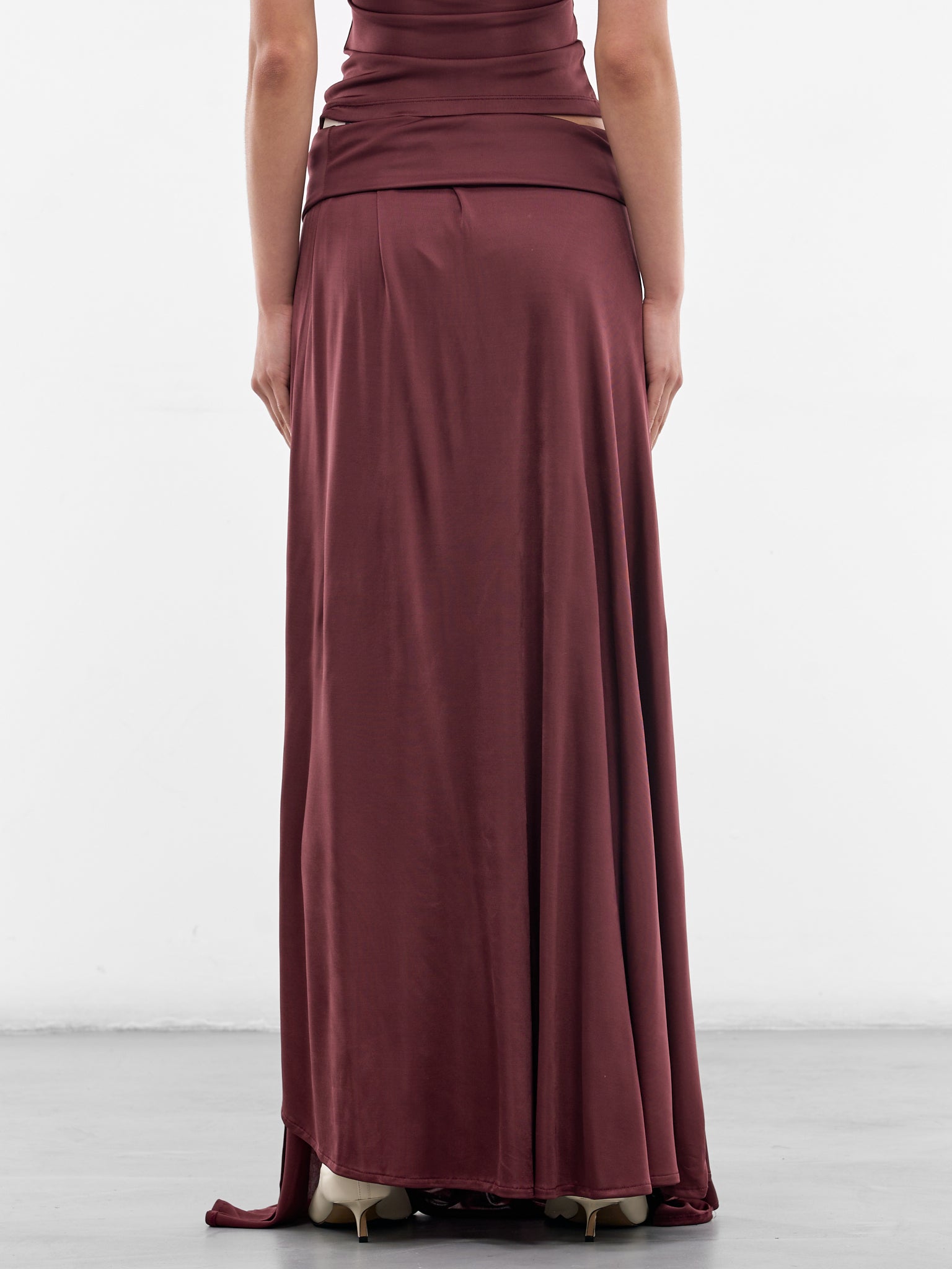 Cora Merlot Pleated Drape Skirt (AMSS2654-CORA-MERLOT)
