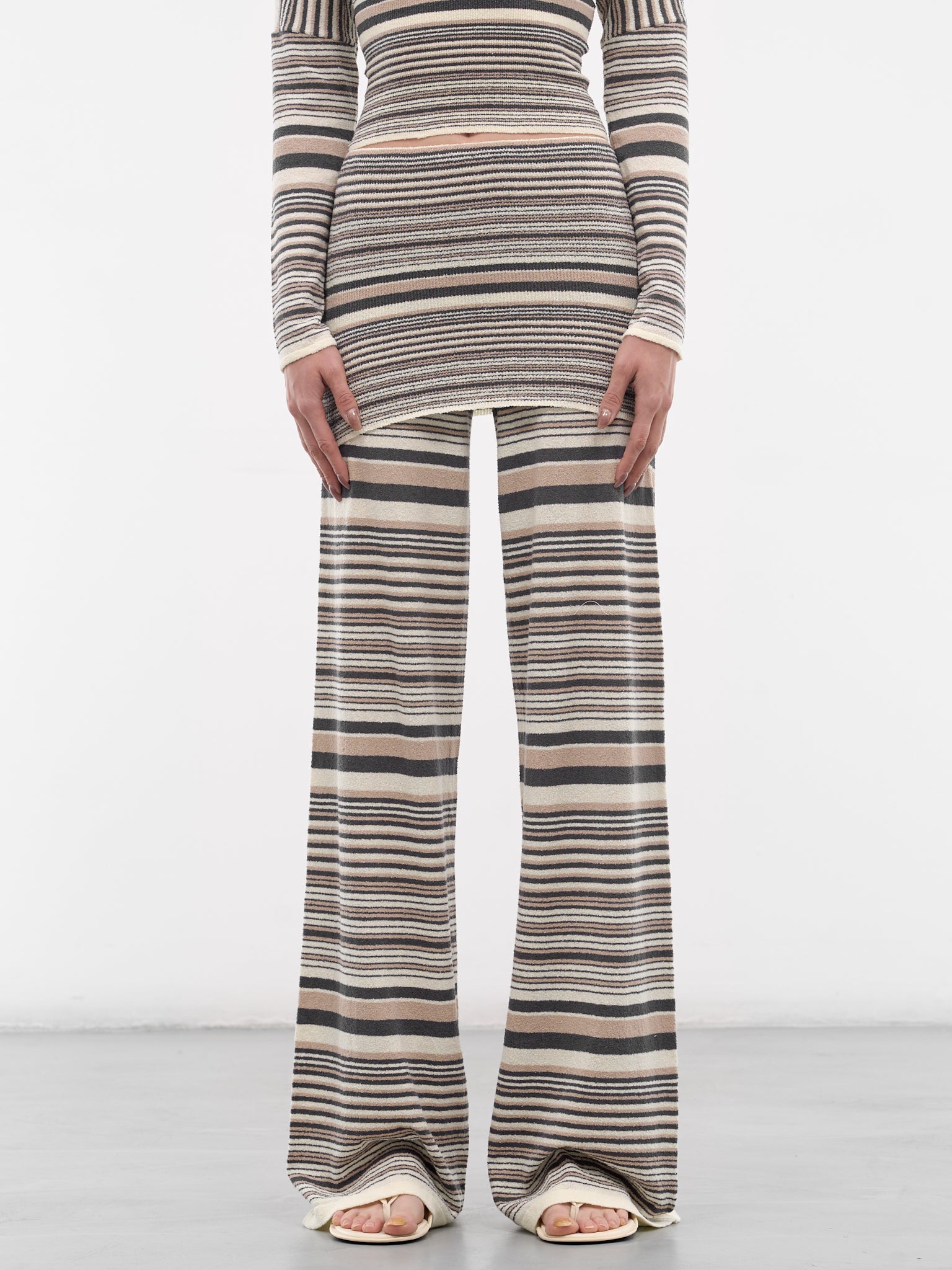 Gray Striped Evani Wide Pants (AMSS2669-EVANI-ROSE-GRAY)