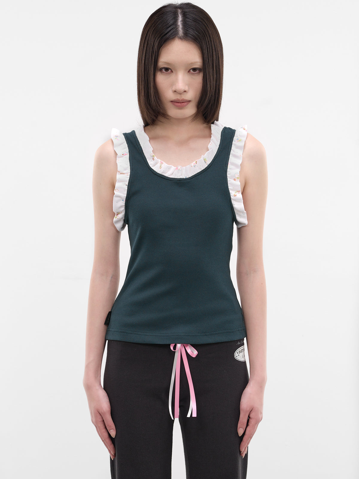 Green Bear Frilled Tank Top (AN001TP26SSDGR-DEEP-GREEN)