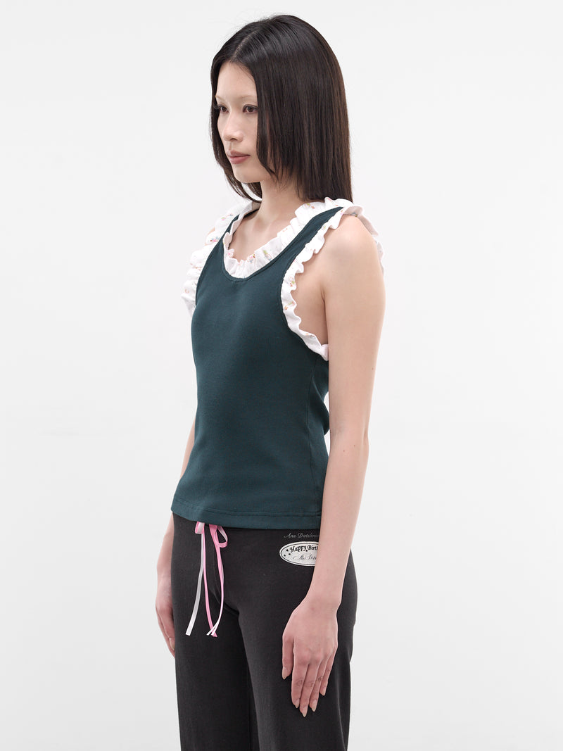 Green Bear Frilled Tank Top (AN001TP26SSDGR-DEEP-GREEN)