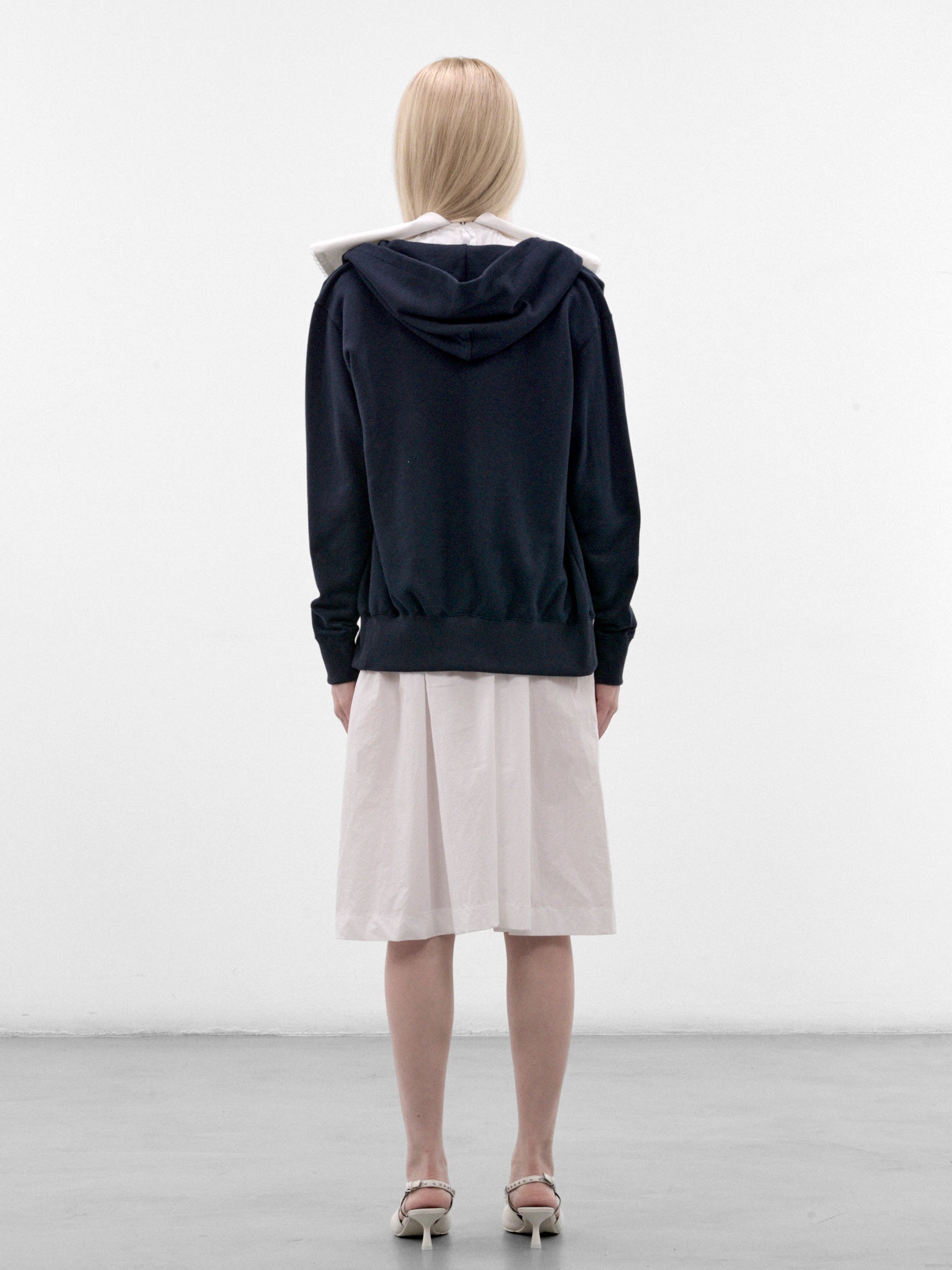 Navy Double Layered Hoodie Dress (AN002DR26AWNWH-NAVY-WHITE)