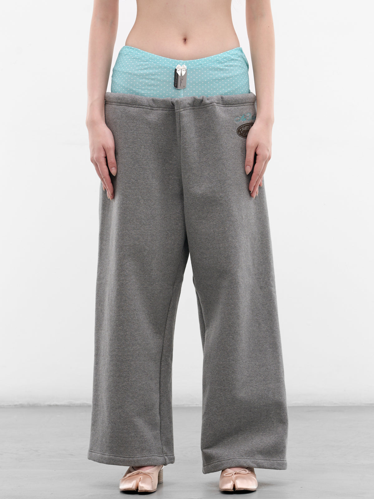 Gray Layered Waistband Birthday Sweatpants (AN002PT26SSWHT-GRAY)