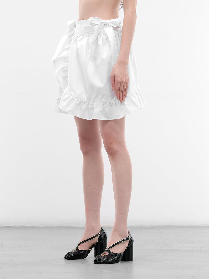 White Apron Wrap Mini Skirt (AN002SK26SSWHT-WHITE)