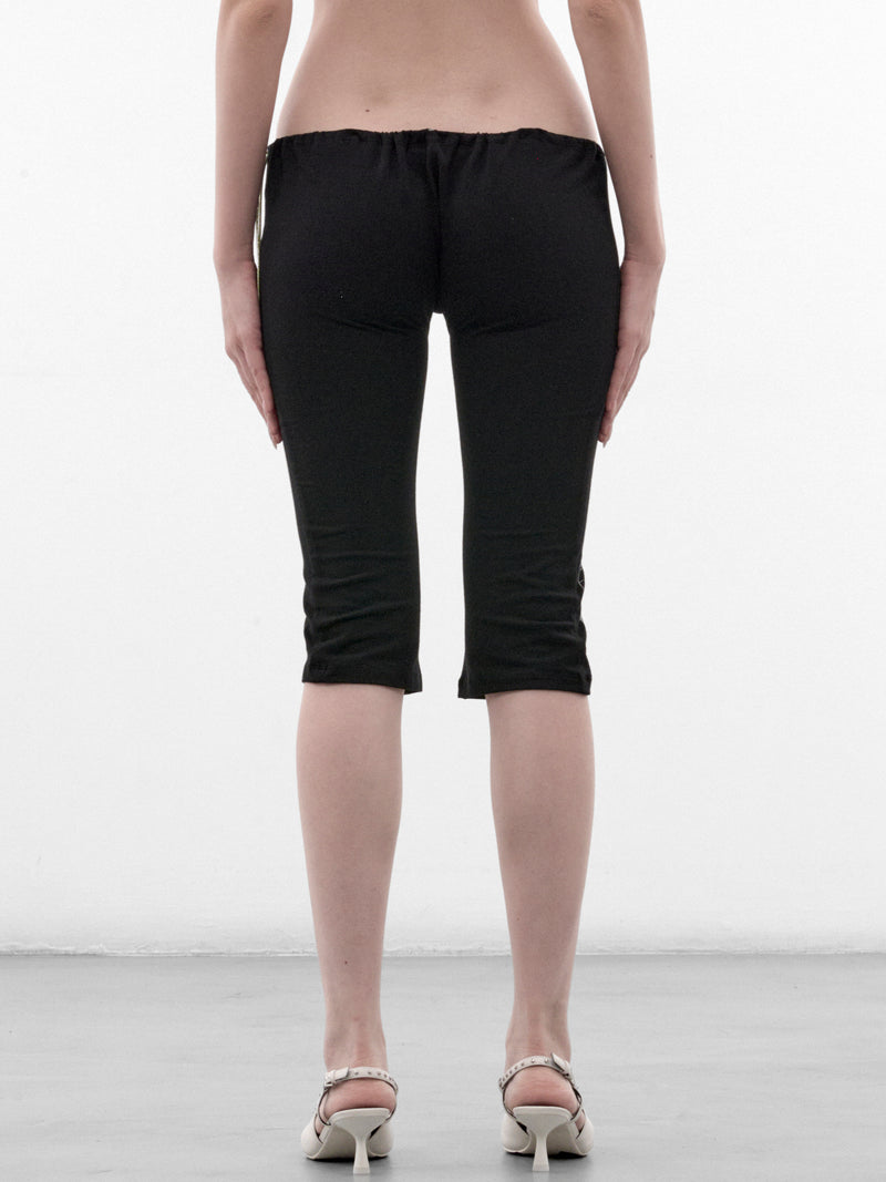 Black Cotton Cropped Graphic Leggings (AN003PT26AWBLK-BLACK)