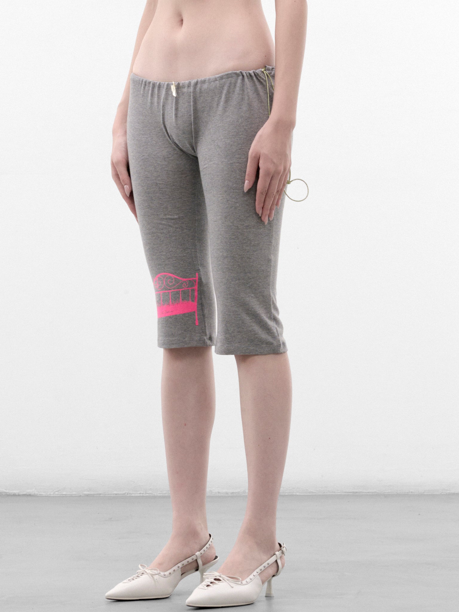 Gray Cotton Cropped Graphic Leggings (AN003PT26AWGRY-GRAY)