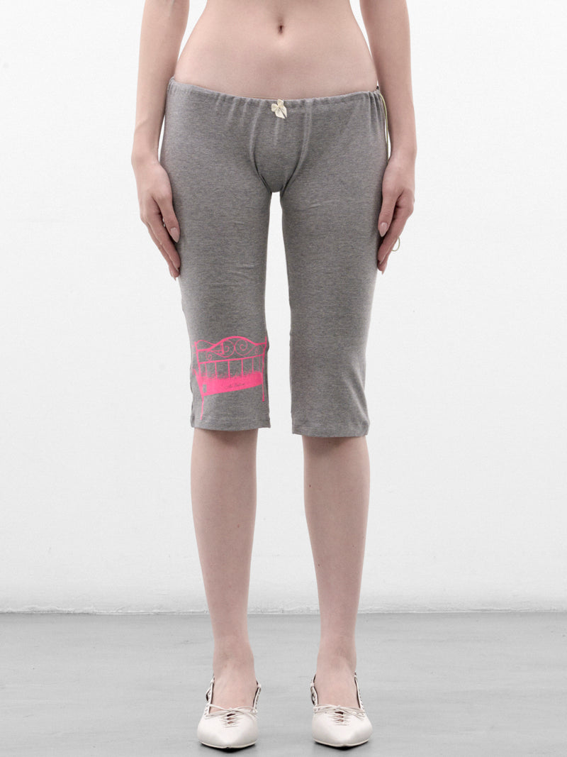 Gray Cotton Cropped Graphic Leggings (AN003PT26AWGRY-GRAY)