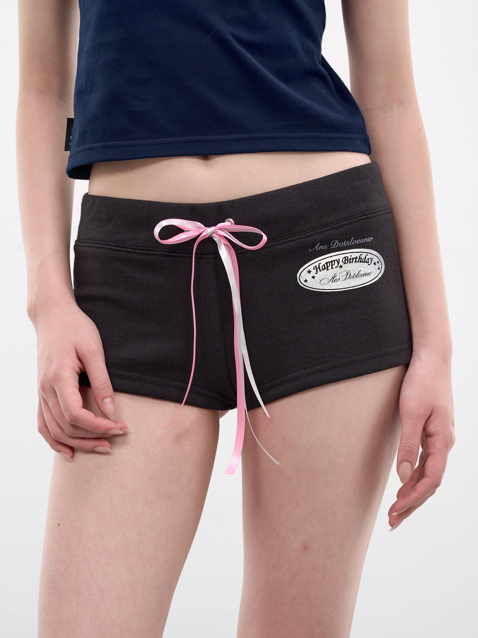 Brown Happy Birthday Micro Shorts (AN006PT26SSBRN-BROWN)