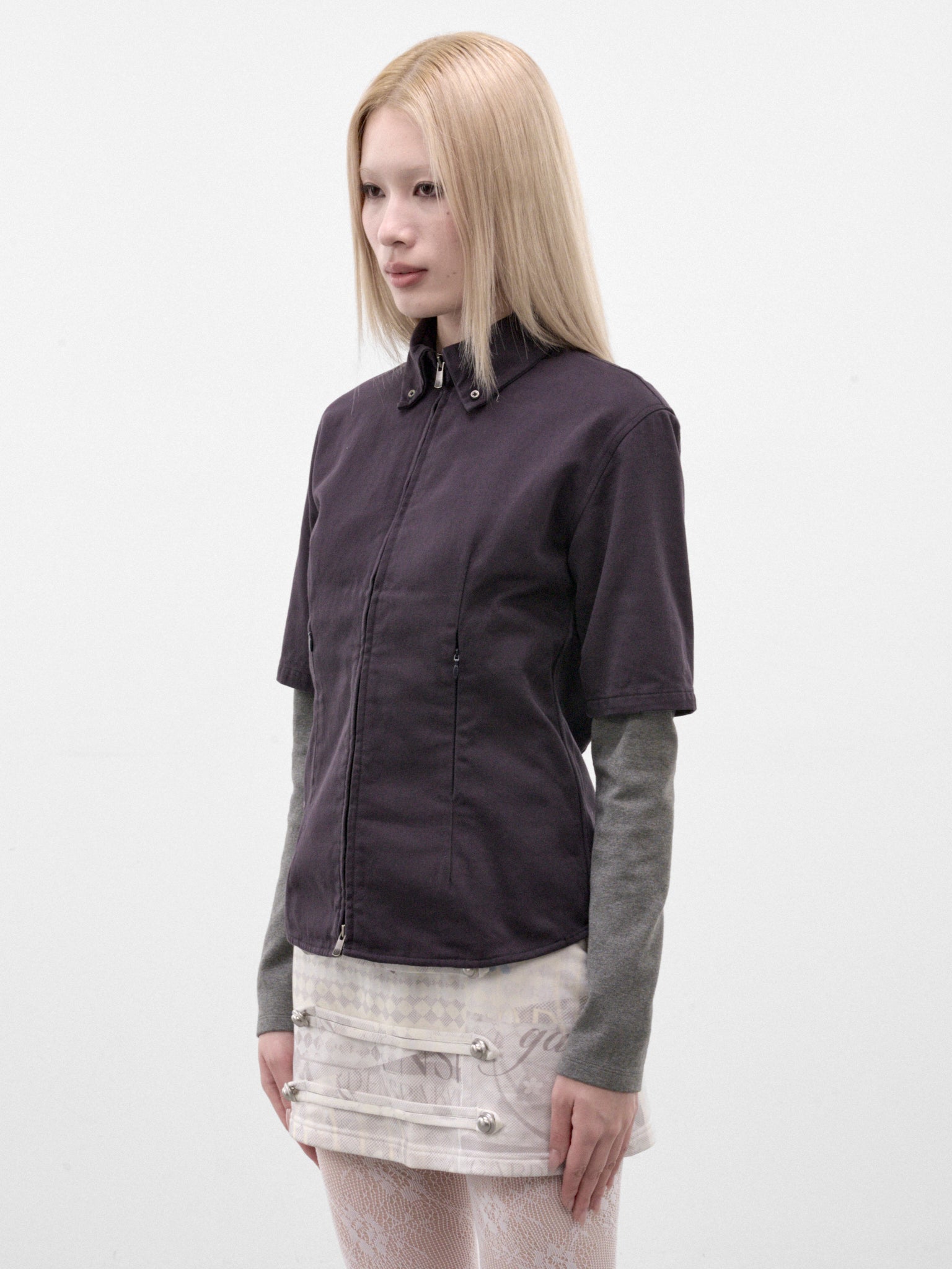 Purple Double Layered Shirt (AN006TP26AWPGR-PURPLE-GRAY)