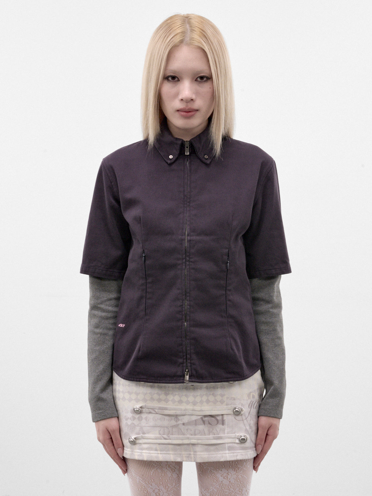 Purple Double Layered Shirt (AN006TP26AWPGR-PURPLE-GRAY)