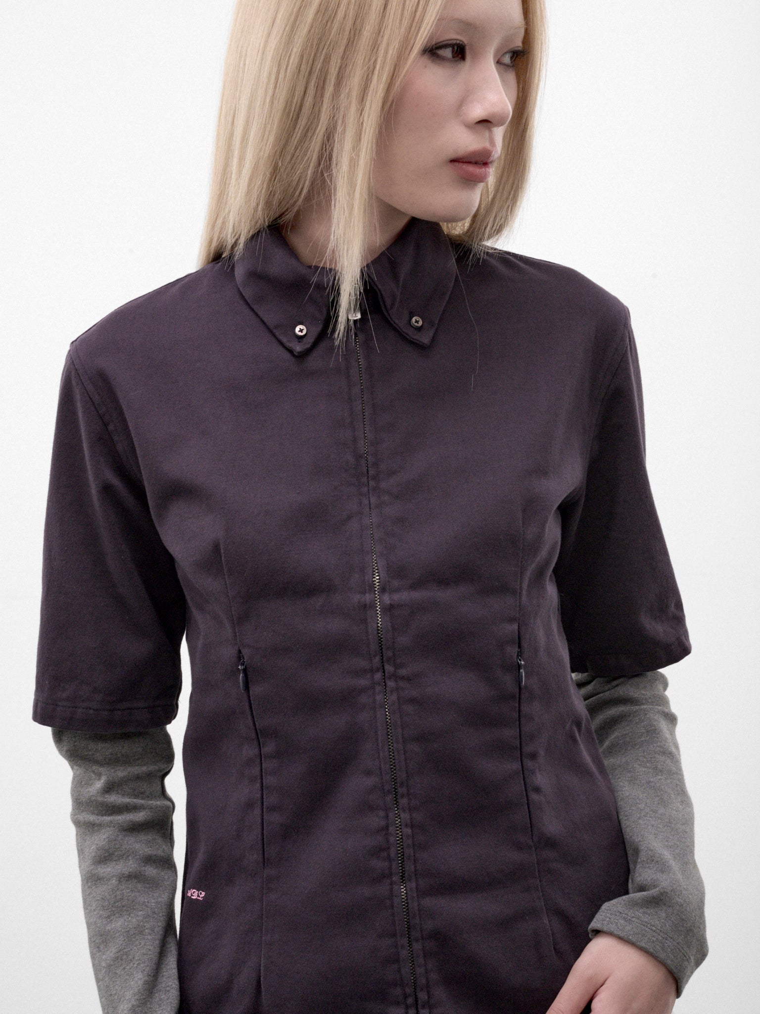 Purple Double Layered Shirt (AN006TP26AWPGR-PURPLE-GRAY)