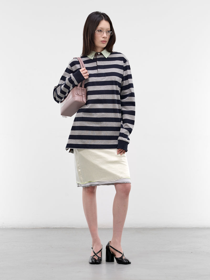 Navy Striped Rugger Shirt (AN006TP26SSNGR-NAVY-GRAY)