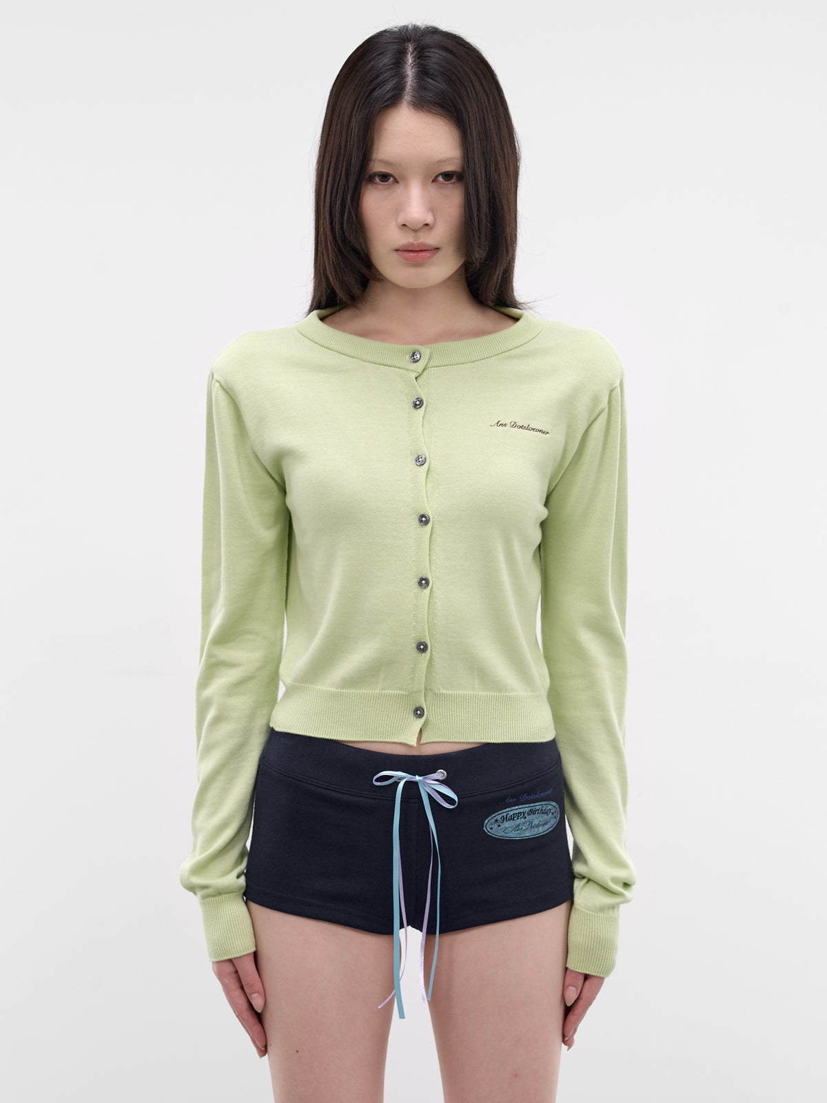 Mint Cotton-Silk Shoulder Cardigan (AN009TP26SSMNT-MINT)