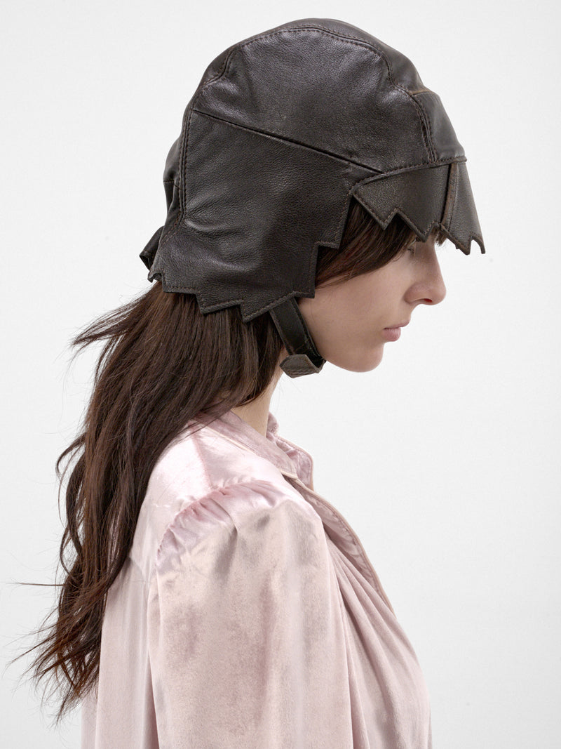 Angel Black Leather Aviator Hat (ANGEL-UPCYCLED-BLACK)