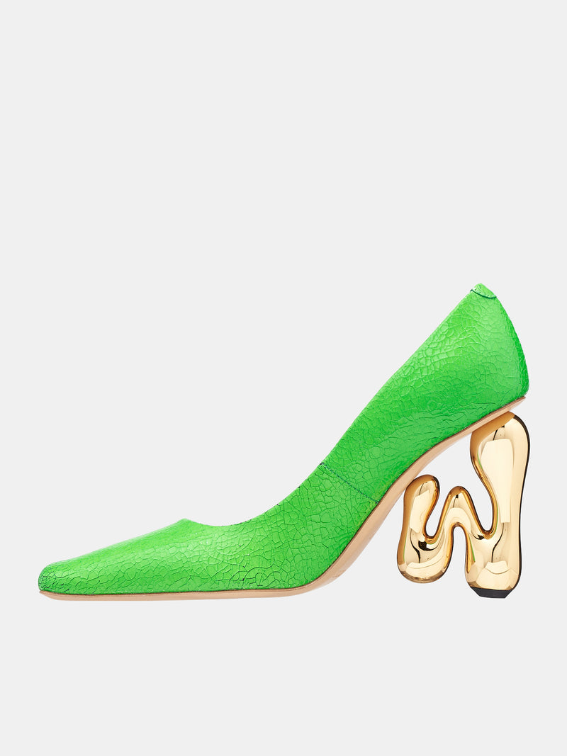 Bubble Heel Pumps (ANW41310B-18810-GREEN-GOLD)