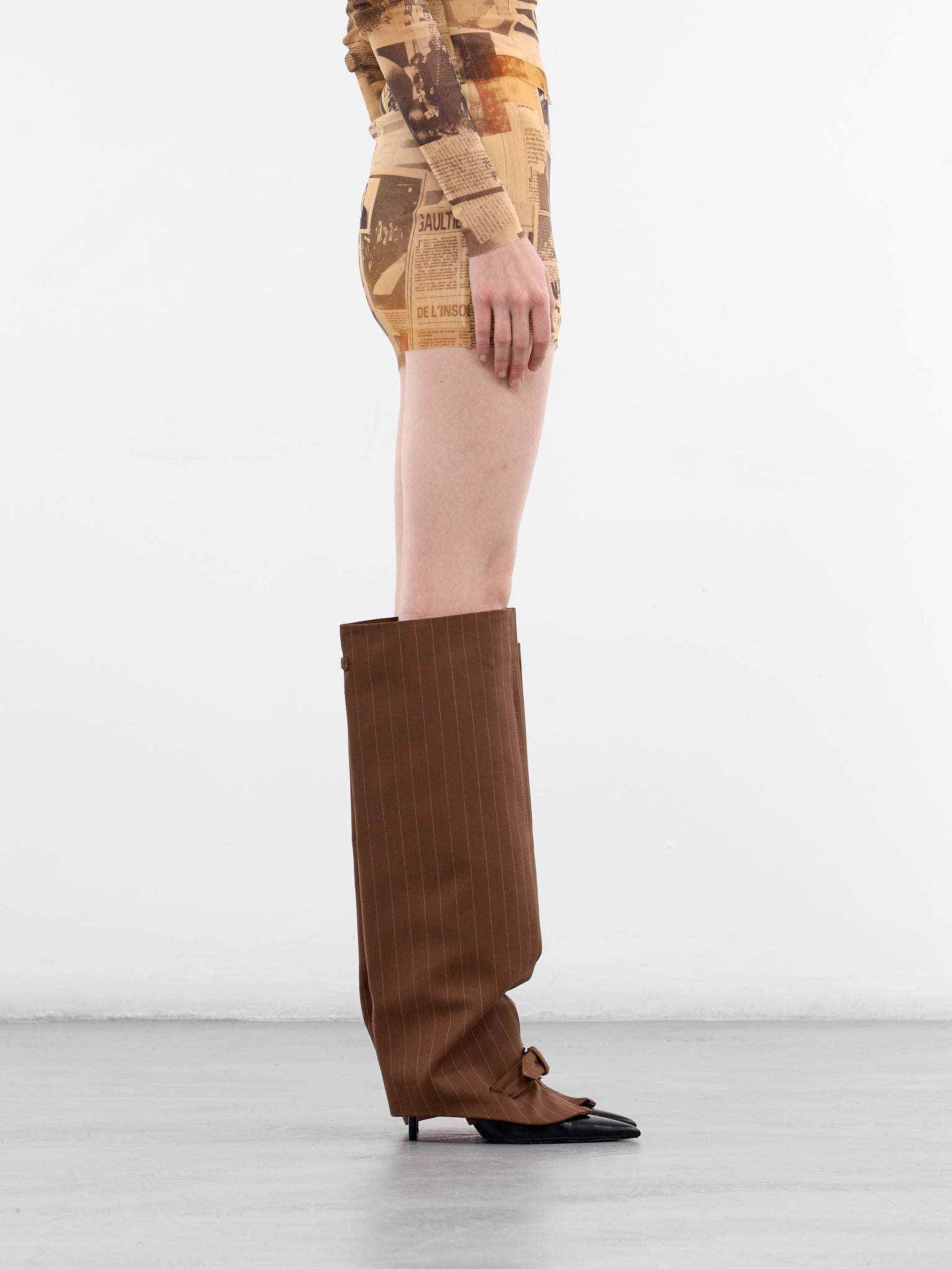 Brown Pinstripe Wool Wide Chaps (AC064-W054-6056-BROWN-LIGHT-BL)