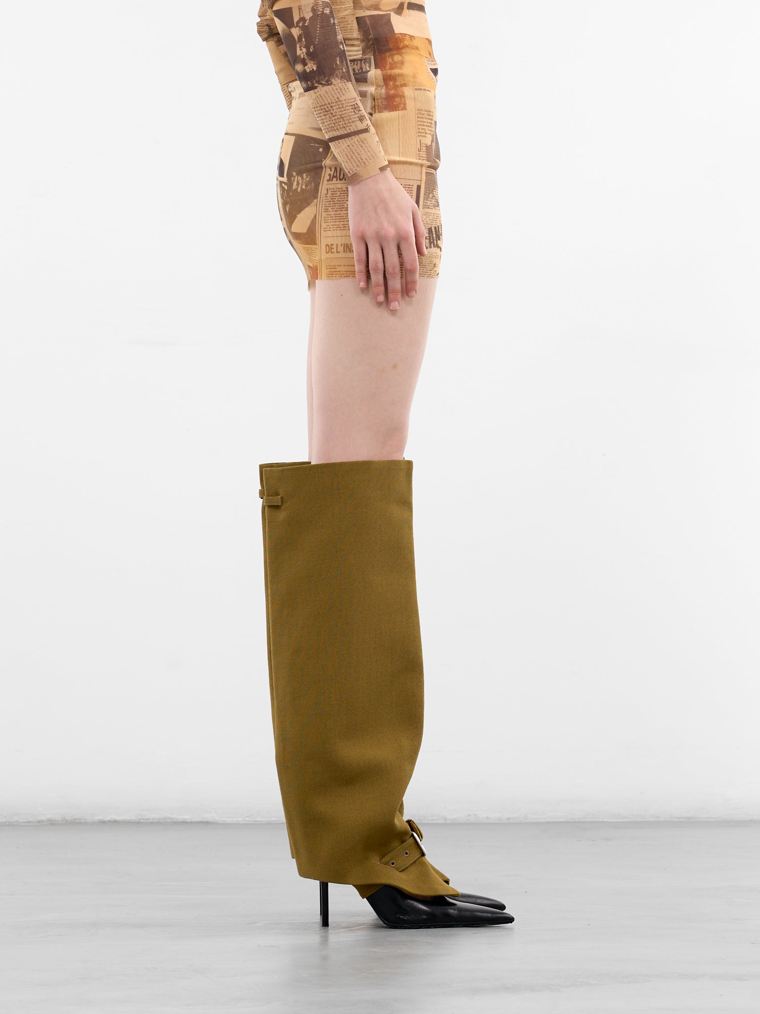 Olive Wool Buckled Wide Chaps (AC064-W058-89-OLIVE-GREEN)