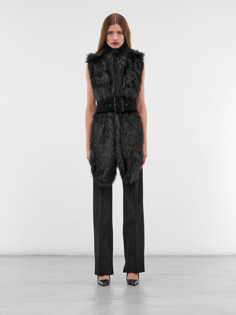 Black Fur Scarf Vest (AC070-BLACK)