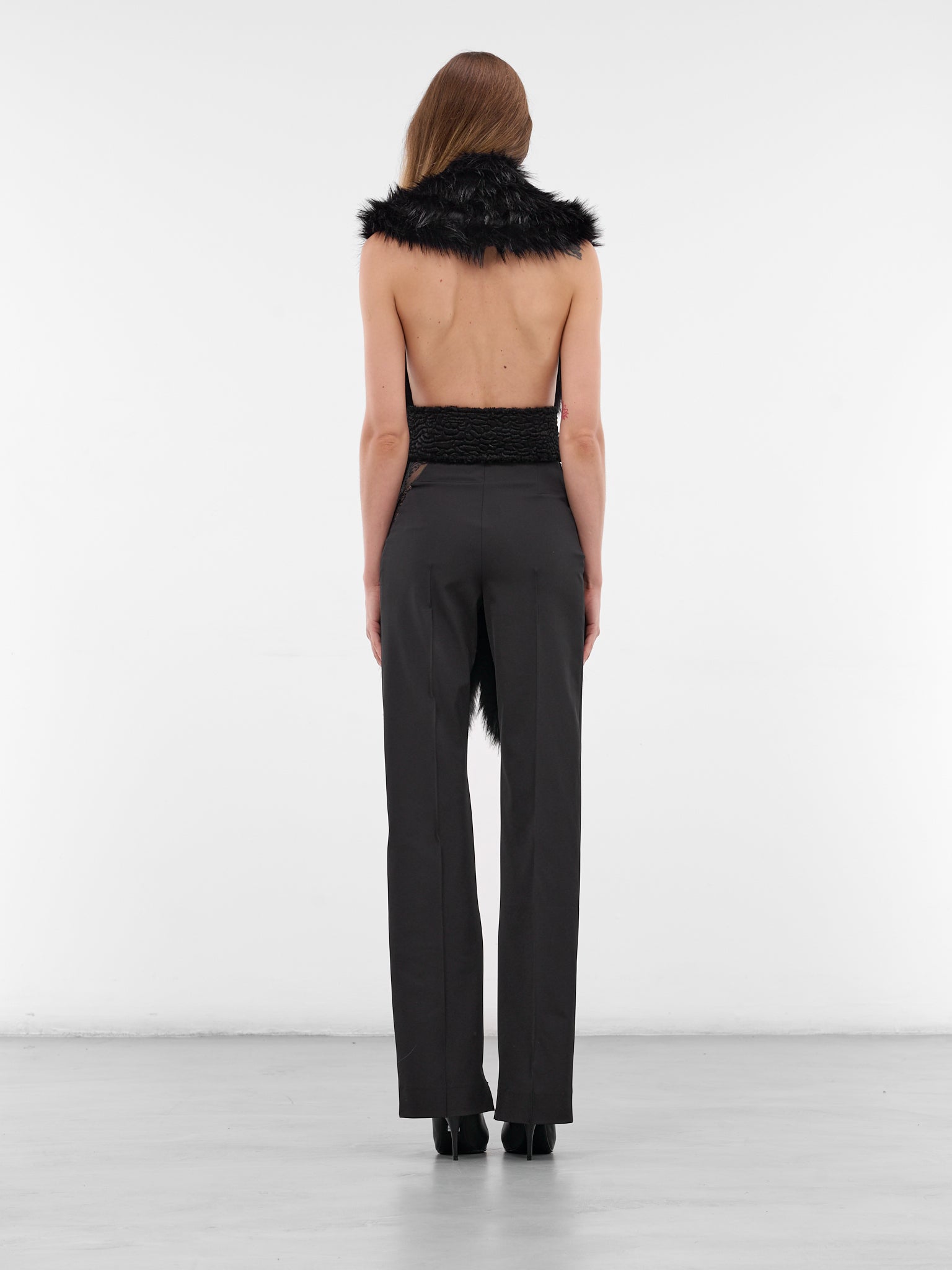 Black Fur Scarf Vest (AC070-BLACK)