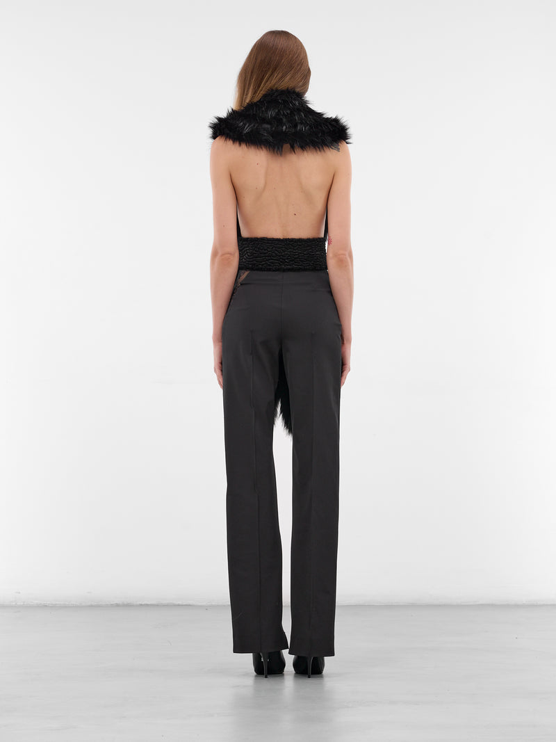 Black Fur Scarf Vest (AC070-BLACK)