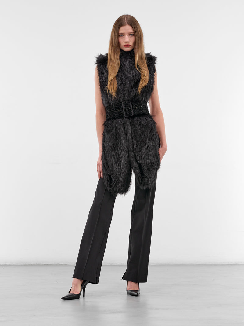 Black Fur Scarf Vest (AC070-BLACK)
