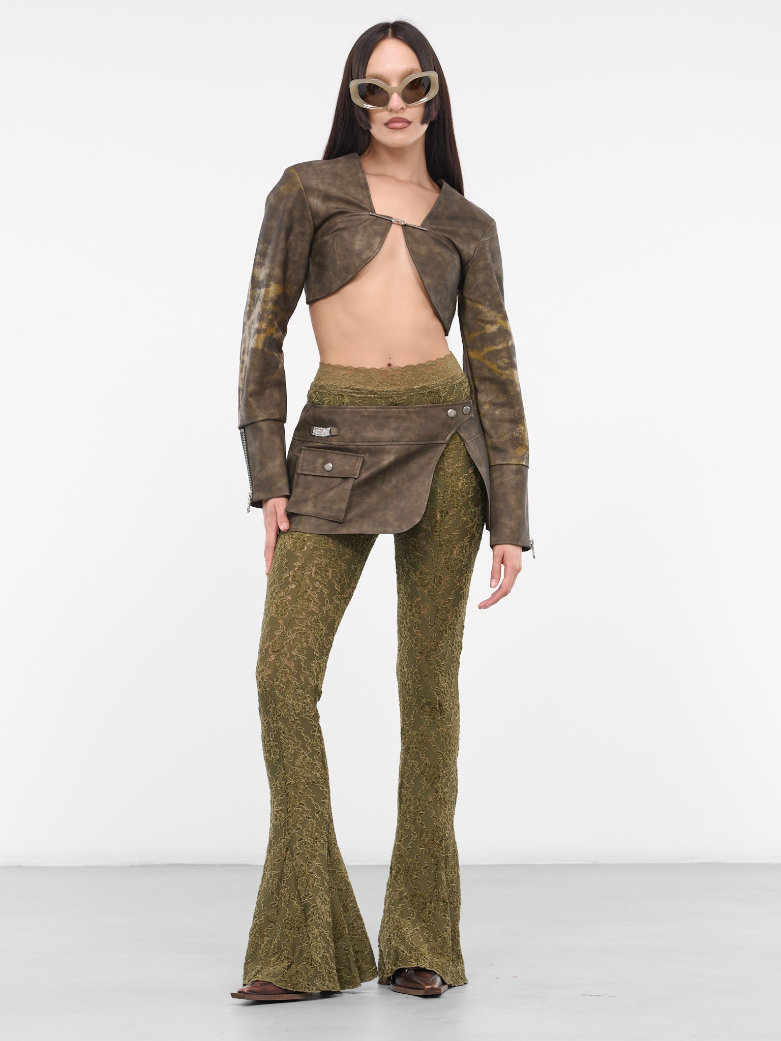 Flared Lace Trousers (APA655W-KHAKI)