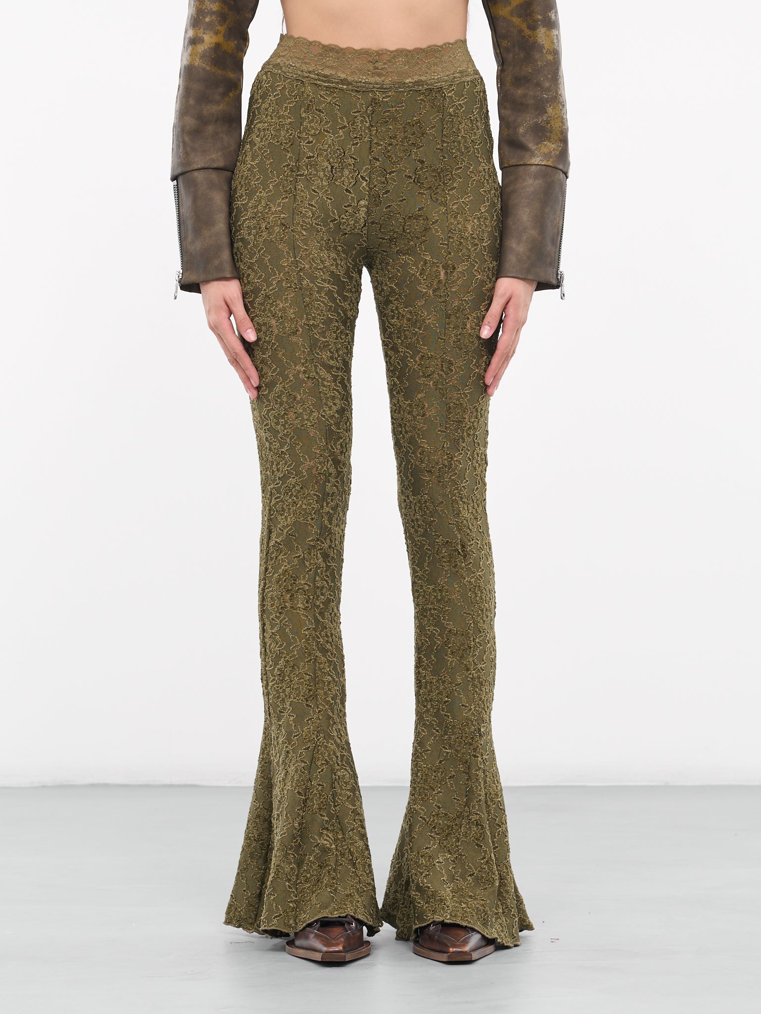 Flared Lace Trousers (APA655W-KHAKI)