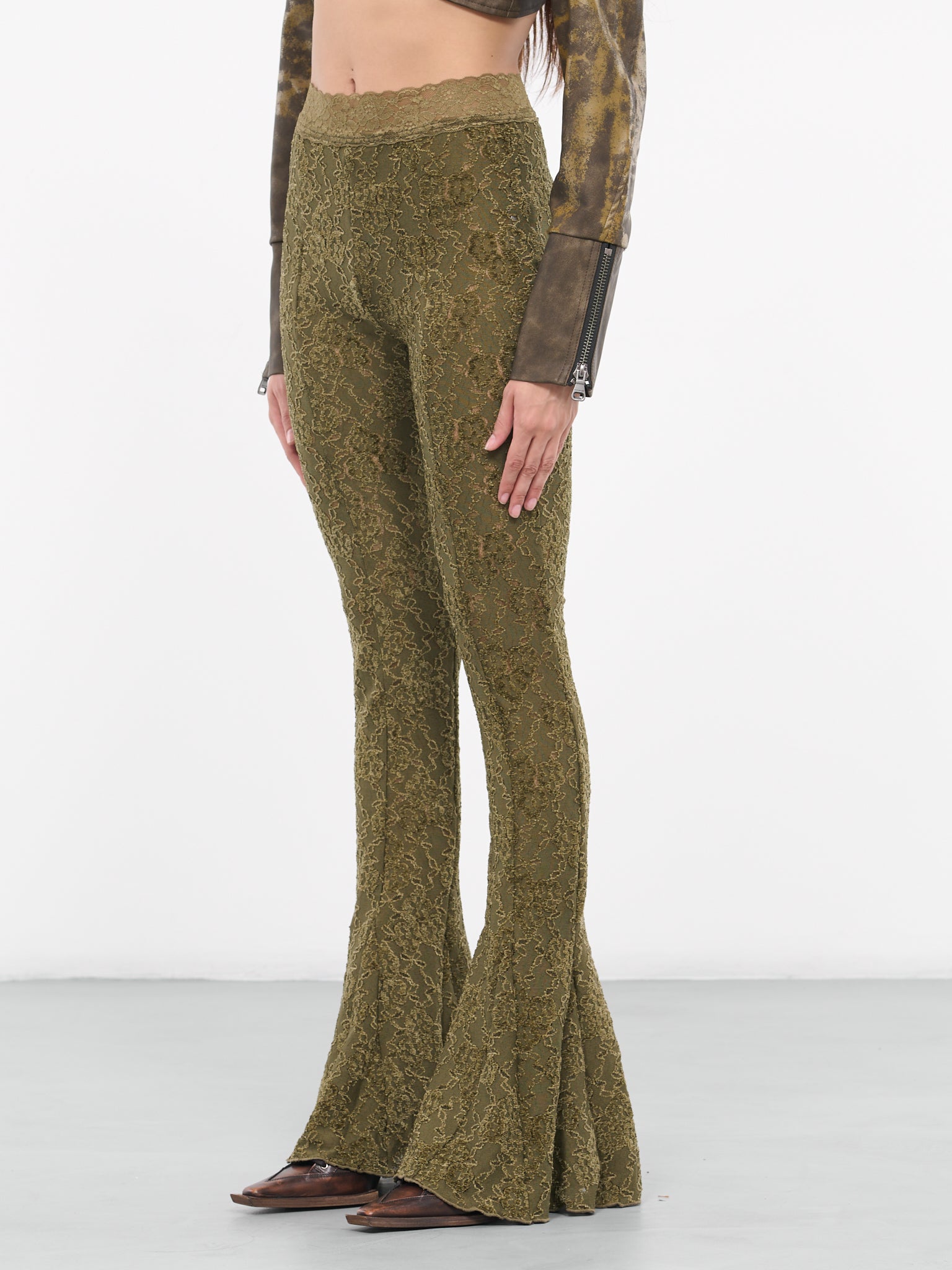 Flared Lace Trousers (APA655W-KHAKI)