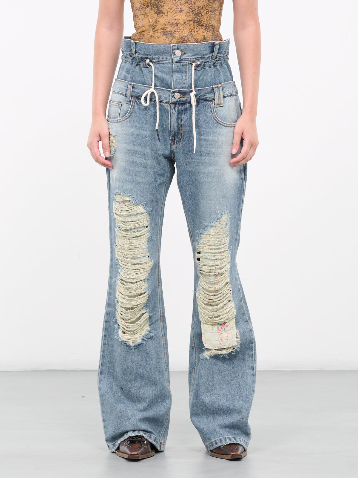 Beria String Double Waist Jeans (APA668U-DUSTBL)