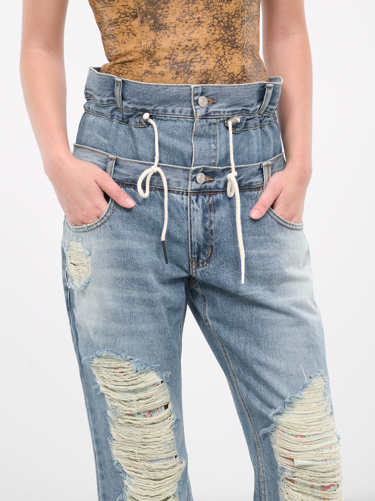 Beria String Double Waist Jeans (APA668U-DUSTBL)