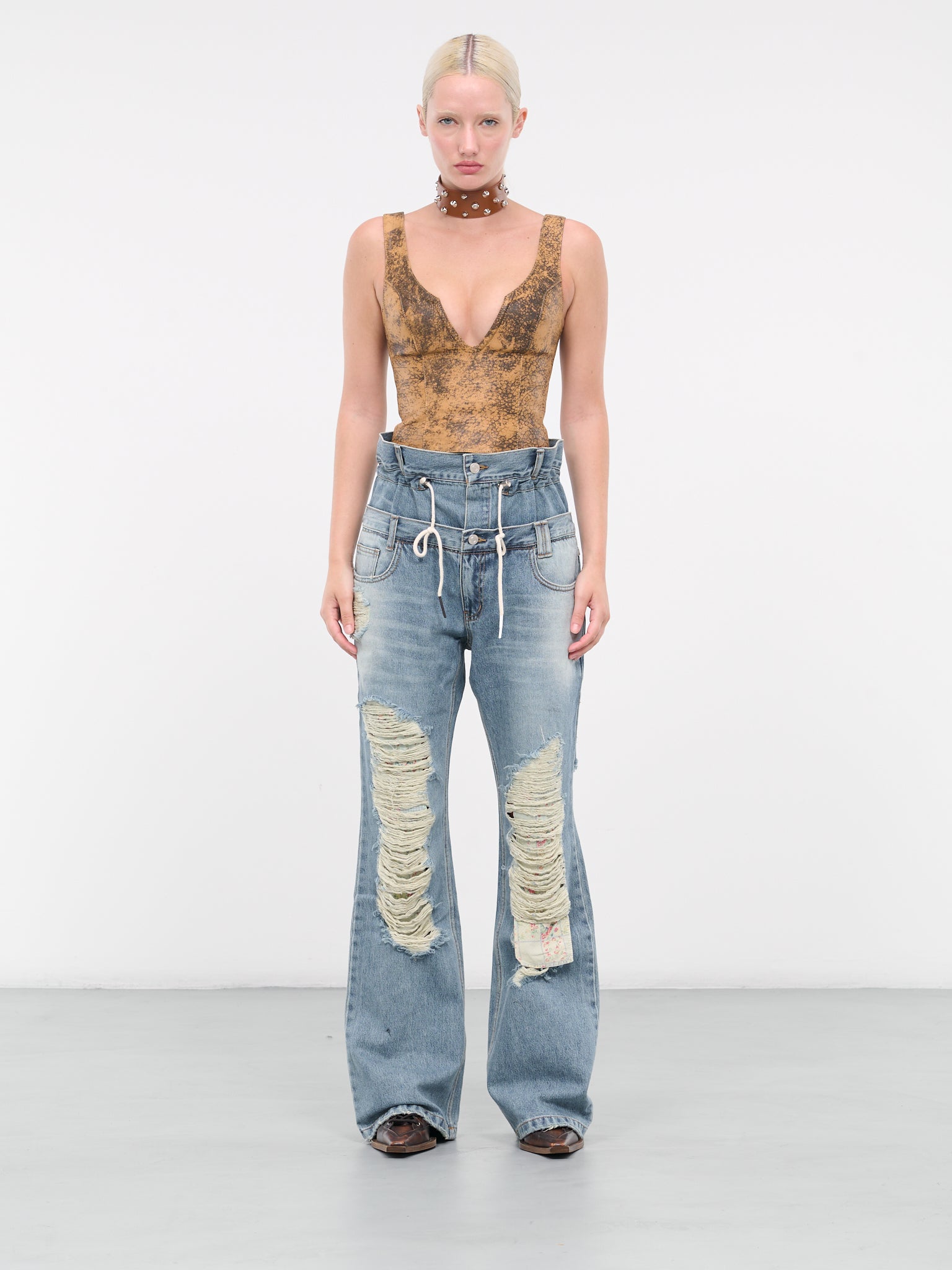 Beria String Double Waist Jeans (APA668U-DUSTBL)