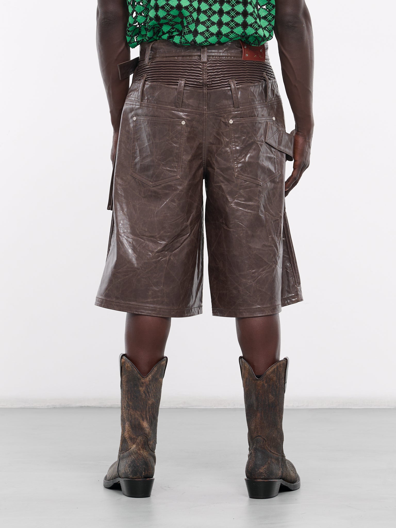 Sunbird Faux Leather Paneled Shorts (APA701M-CHOCOLATE)