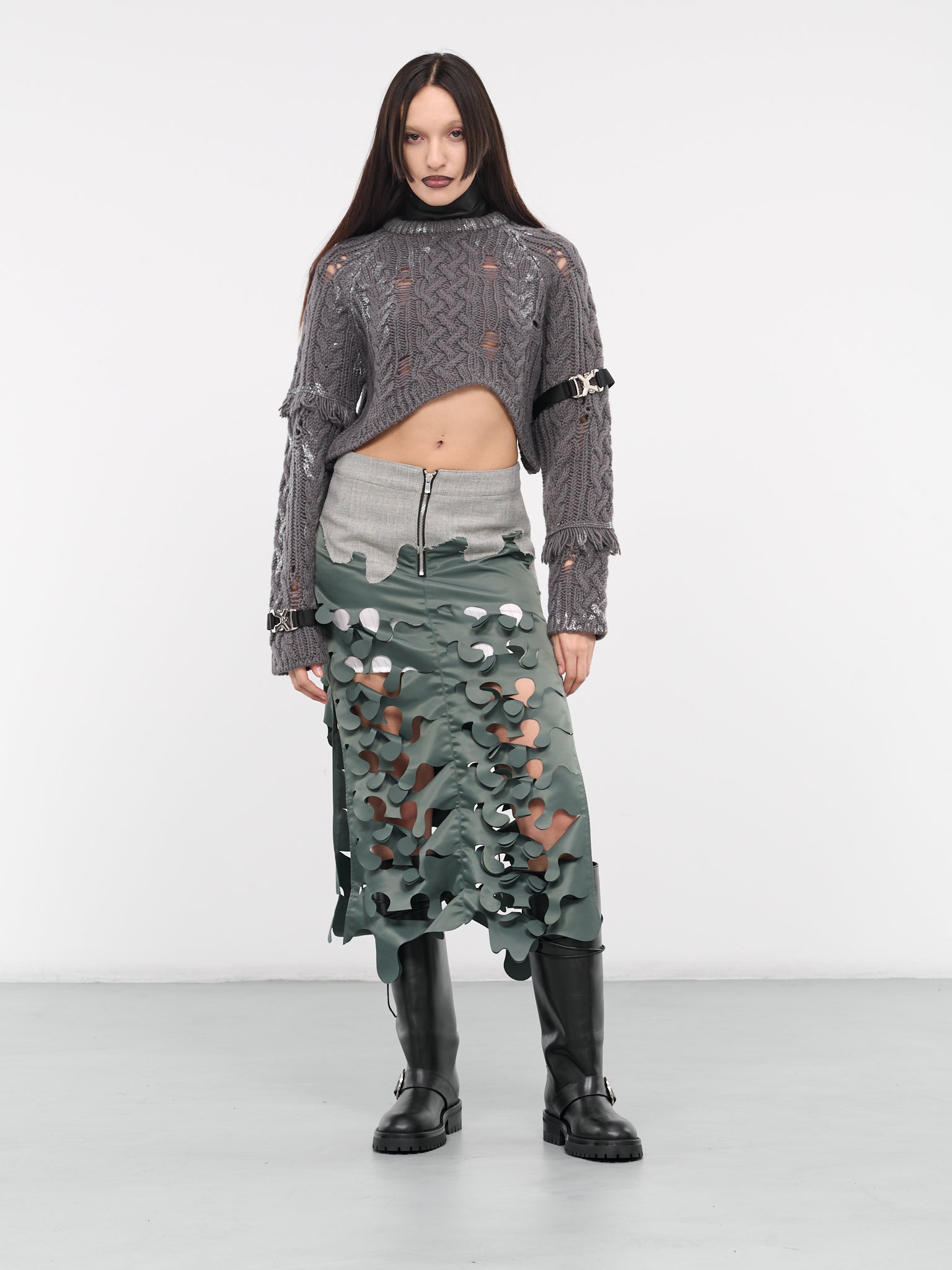 Laser-Cut Maxi Skirt (APA714W-KHAKI)