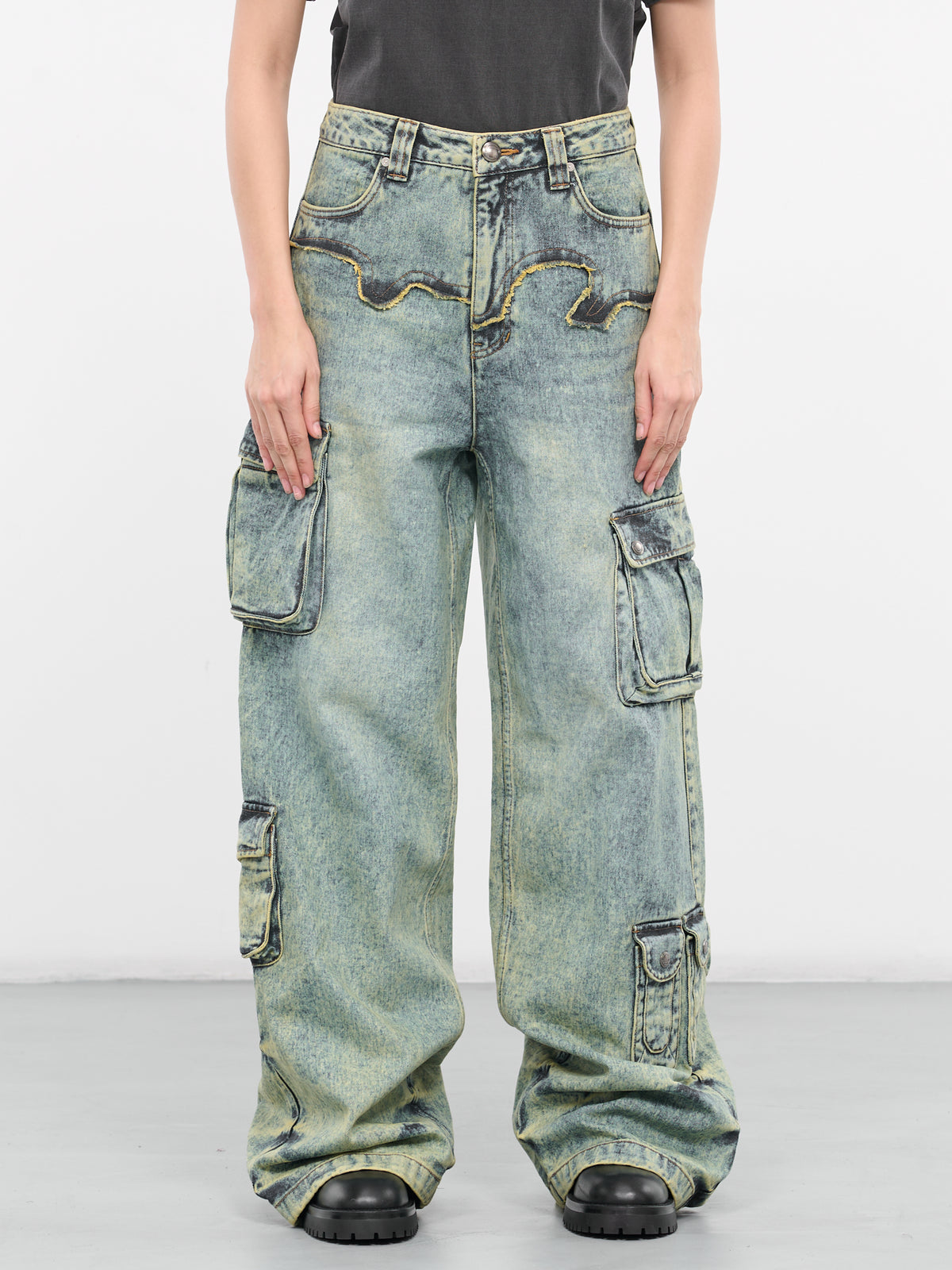 Simiz Denim Cargo Jeans (APA721WL-COATED-YELLOW)