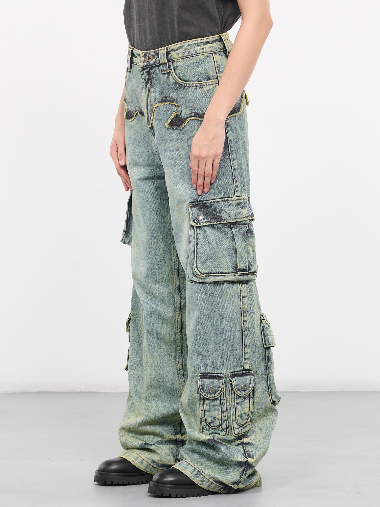Simiz Denim Cargo Jeans (APA721WL-COATED-YELLOW)