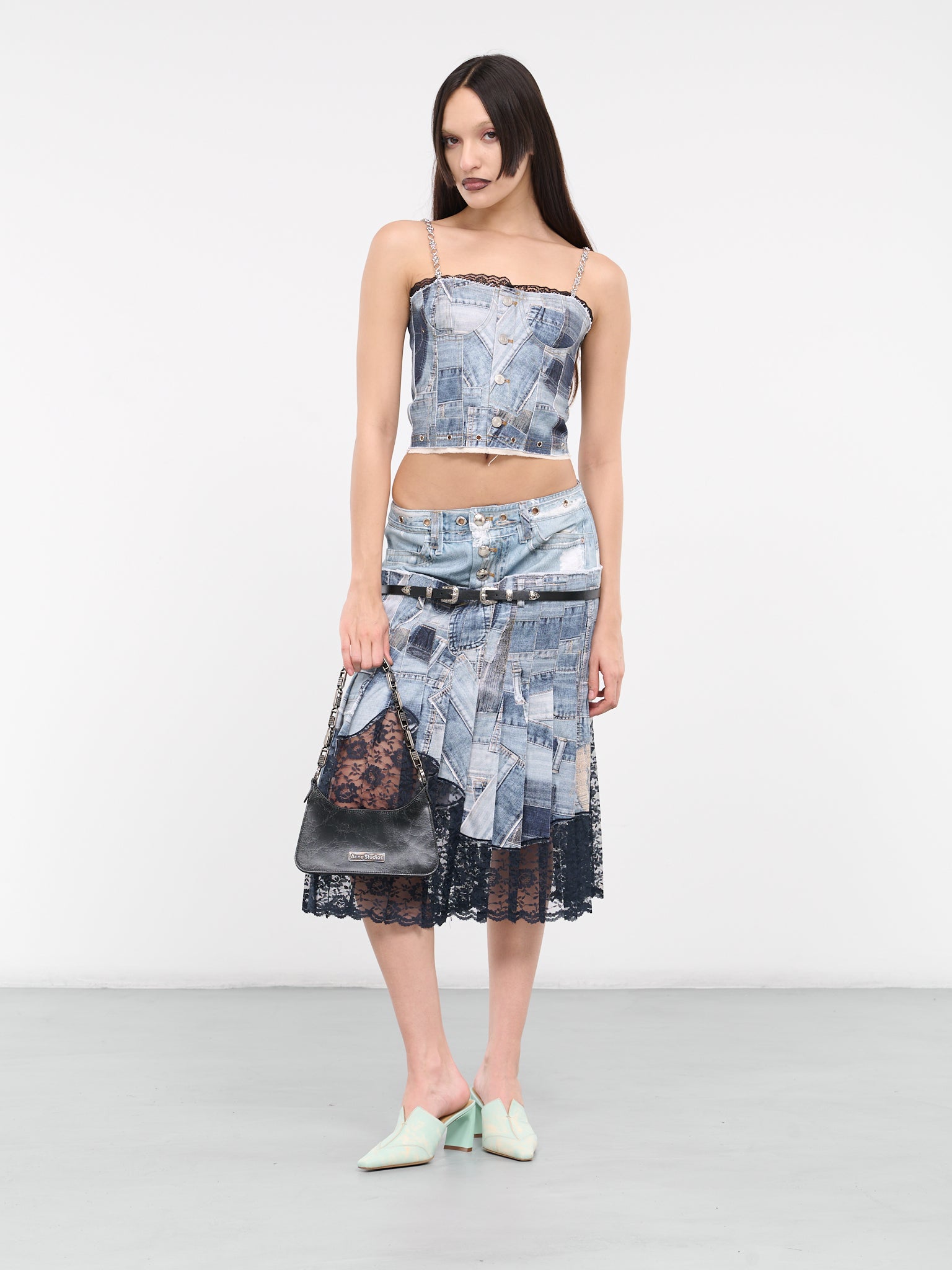 Denim Printed Bustier Top (ATB1124W-BLUE)