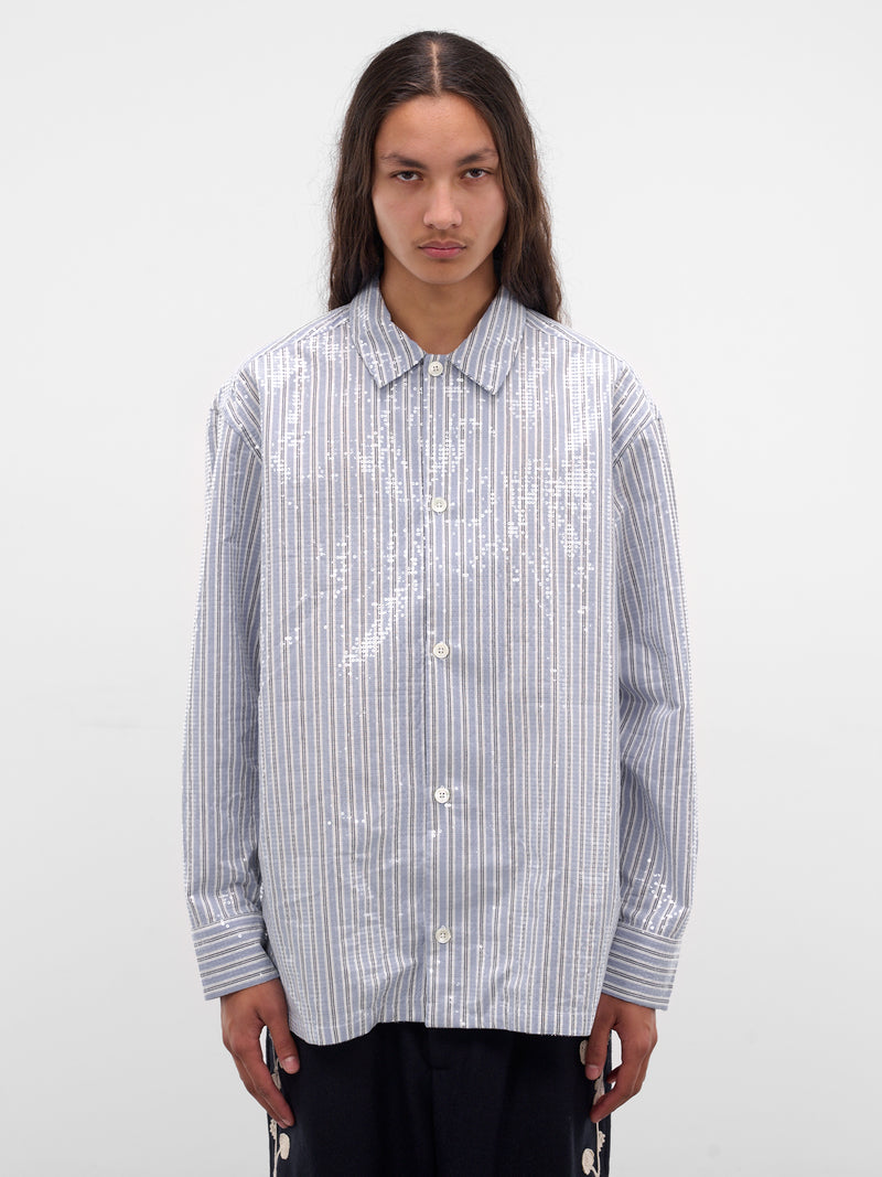 Ario Gray Stripe Sequin Shirt (ARIO-M25W6003-SEQUIN-STRIPE)