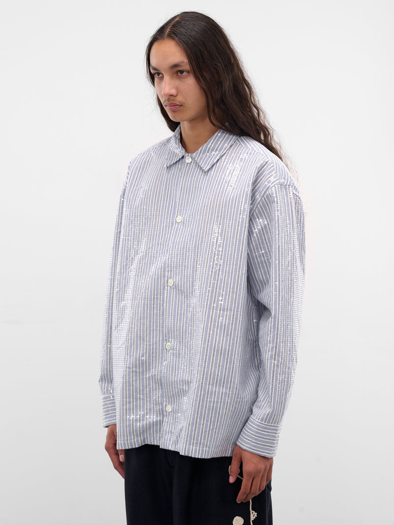 Ario Gray Stripe Sequin Shirt (ARIO-M25W6003-SEQUIN-STRIPE)