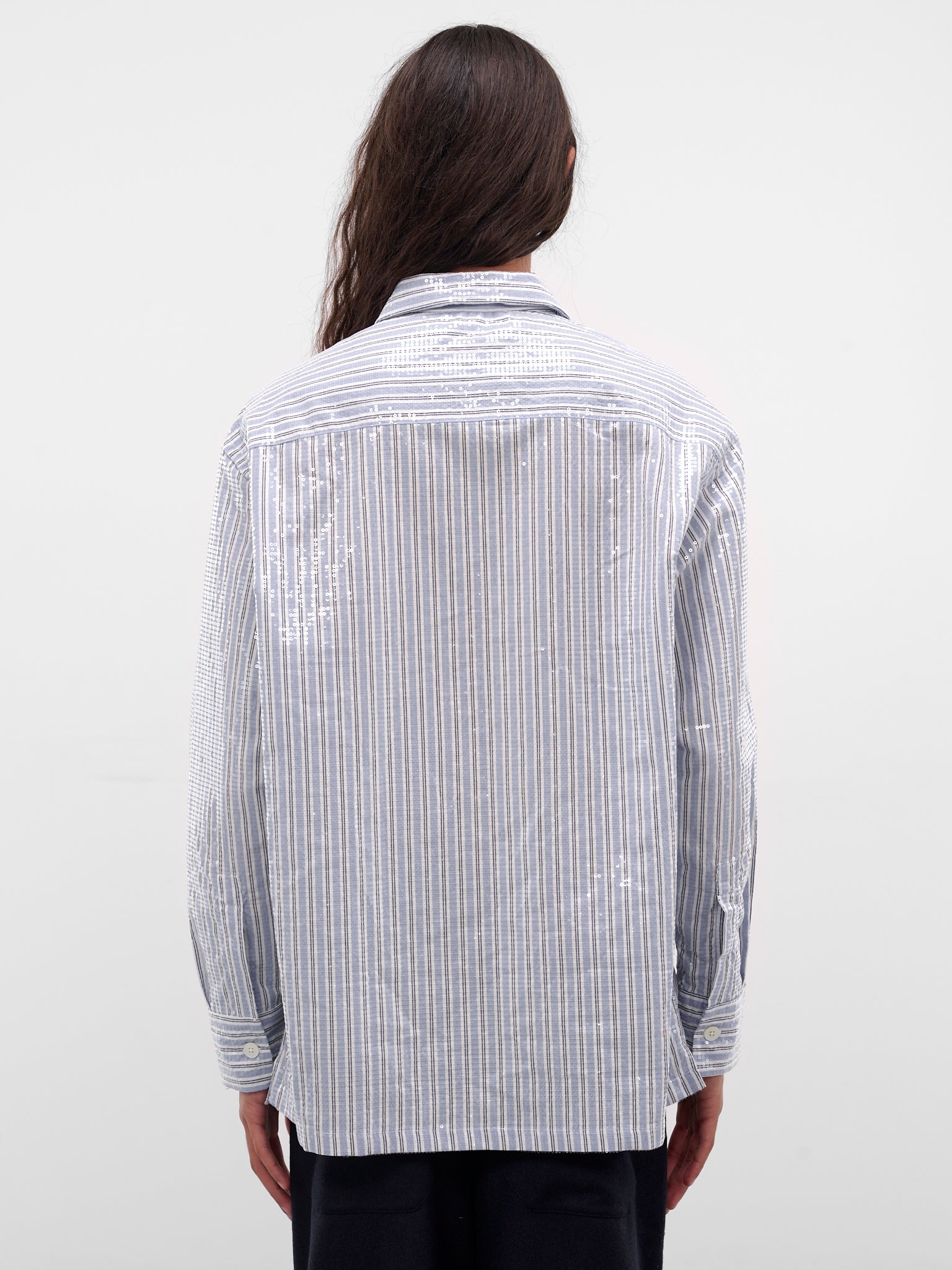 Ario Gray Stripe Sequin Shirt (ARIO-M25W6003-SEQUIN-STRIPE)
