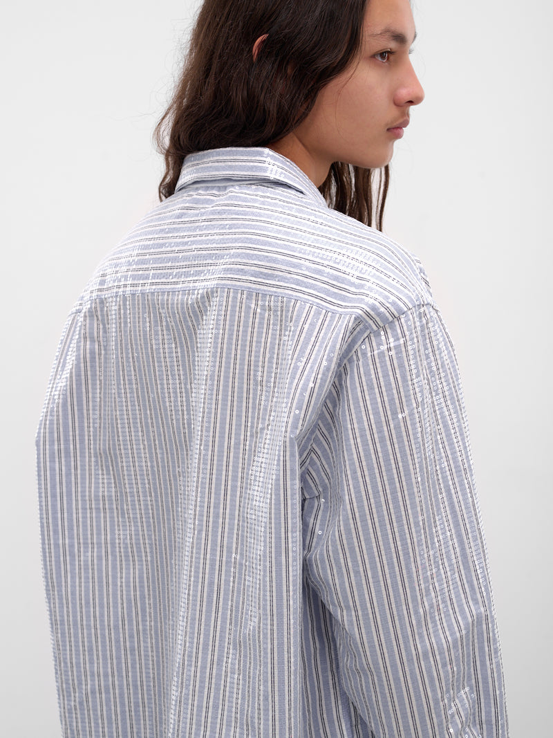 Ario Gray Stripe Sequin Shirt (ARIO-M25W6003-SEQUIN-STRIPE)