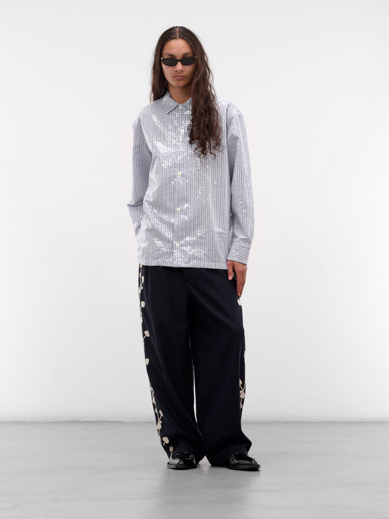 Ario Gray Stripe Sequin Shirt (ARIO-M25W6003-SEQUIN-STRIPE)