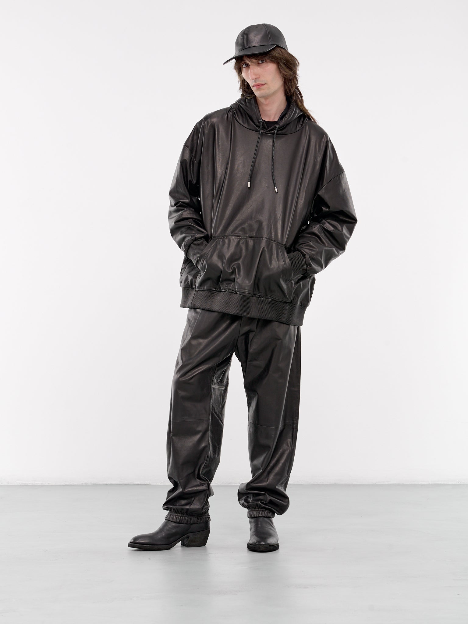 A LEATHER Leather Sweatpants | H. Lorenzo - styled