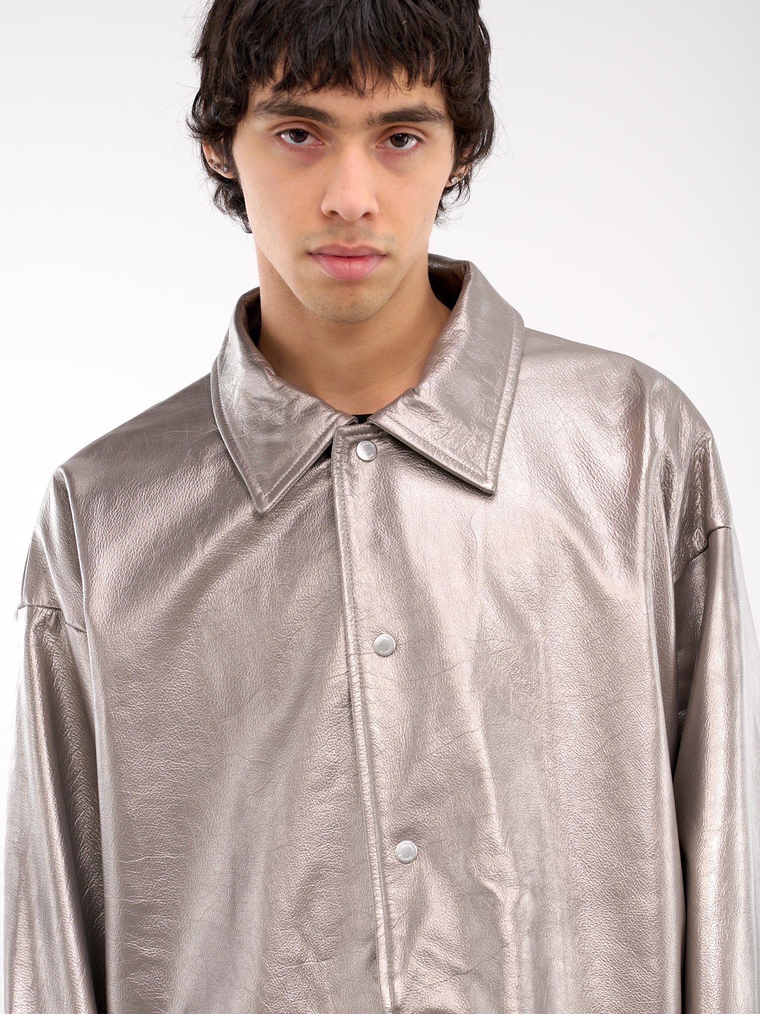 A LEATHER 40th Exclusive Silver Leather Coach Jacket | H.Lorenzo - detail 1