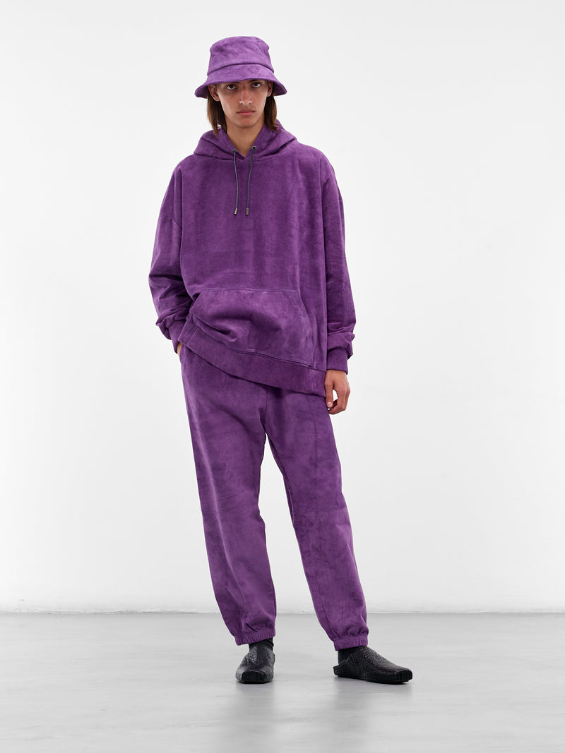 Purple Suede Leather Oversized Hoodie (ARJ2507-PURPLE-SUEDE)