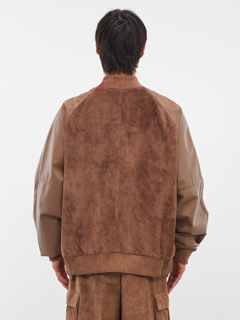 Camel Suede-Leather Bomber Jacket (ARJ2563-CAMEL-SUEDE)